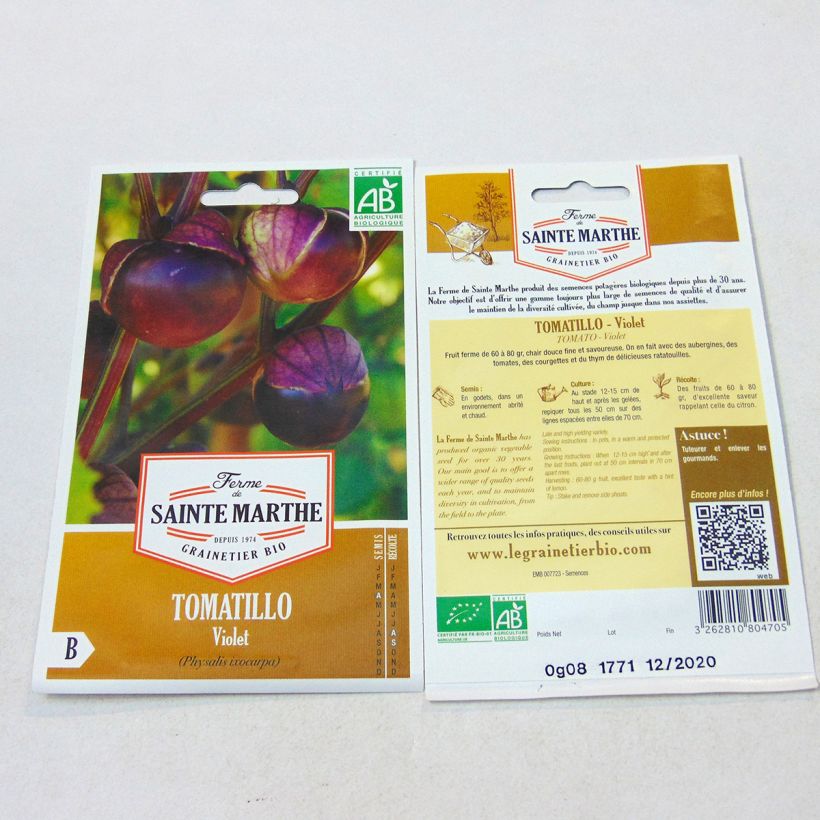 Beispiel eines Exemplars von Tomatillo - Ferme de Sainte Marthe - Physalis ixocarpa die Tüte mit 30 Samen wie geliefert