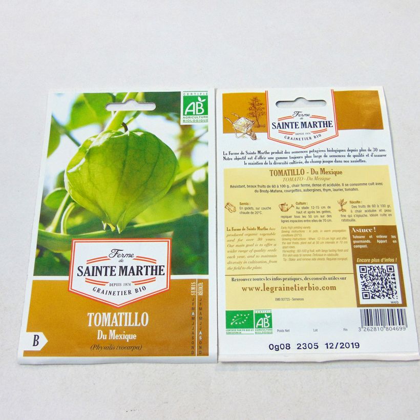 Beispiel eines Exemplars von Tomatillo - Physalis ixocarpa die Tüte mit 50 Samen wie geliefert