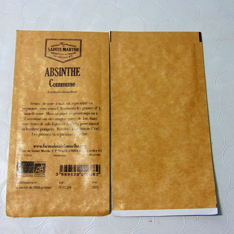 Beispiel eines Exemplars von Wermut Bio - Ferme de Sainte Marthe - Artemisia absinthium die Tüte mit 1500 Samen wie geliefert