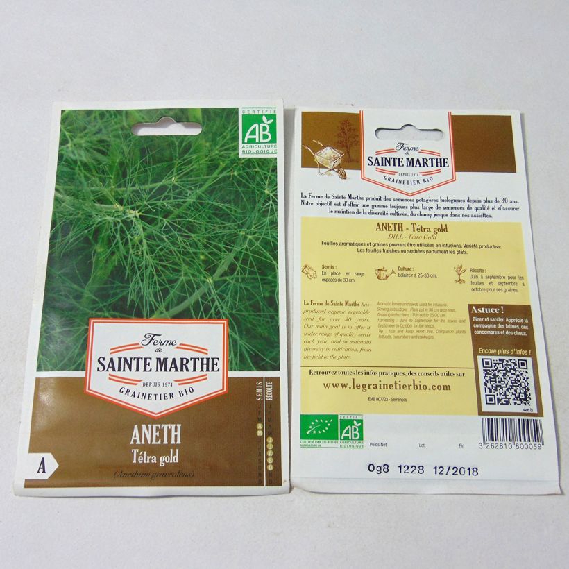 Beispiel eines Exemplars von Dill Tetra Gold Bio - Anethum graveolens die Tüte mit 400 Samen (0.8g) wie geliefert
