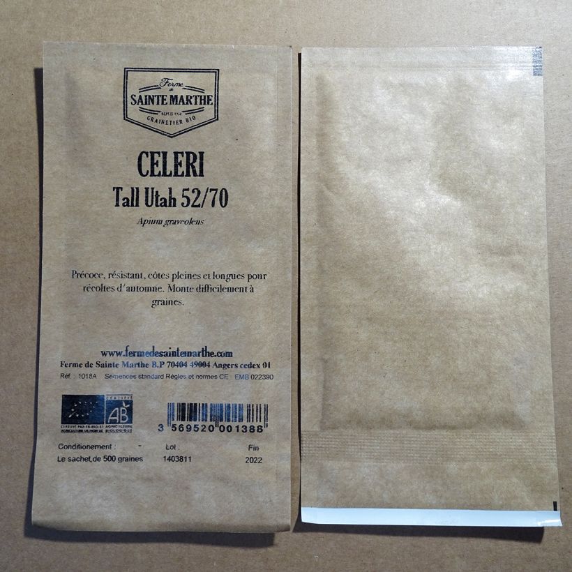 Beispiel eines Exemplars von Echter Sellerie Tall Utah 52/70 AB die Tüte mit 500 Samen wie geliefert