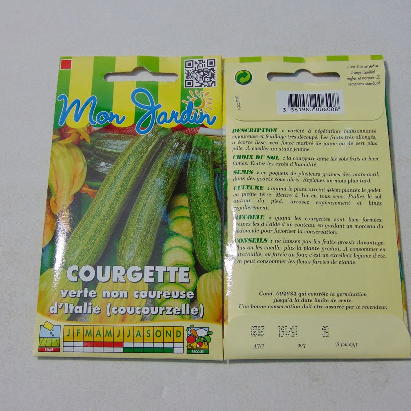 Beispiel eines Exemplars von Garten-Kürbis verte Non Coureuse d'Italie die Tüte mit 30 Samen (5g) wie geliefert