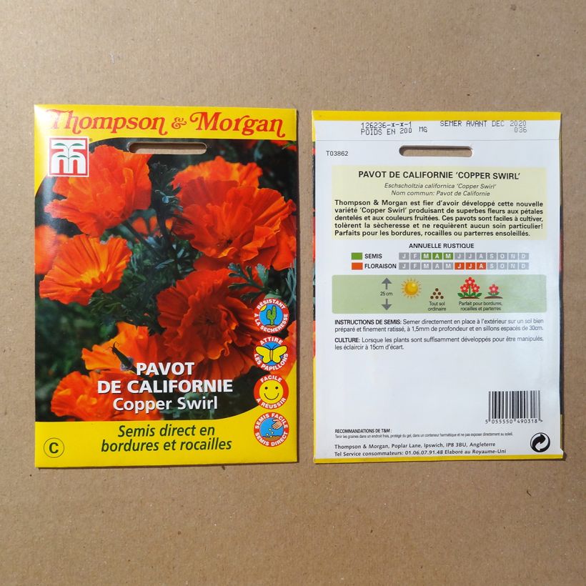 Beispiel eines Exemplars von Goldmohn Copper Swirl (Samen) - Eschscholzia californica die Tüte mit 150 Samen (0.15g) wie geliefert
