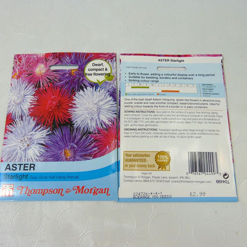 Beispiel eines Exemplars von Sommeraster Starlight Mixed (Samen) - Callistephus chinensis die Tüte mit 250 Samen (0,5g) wie geliefert