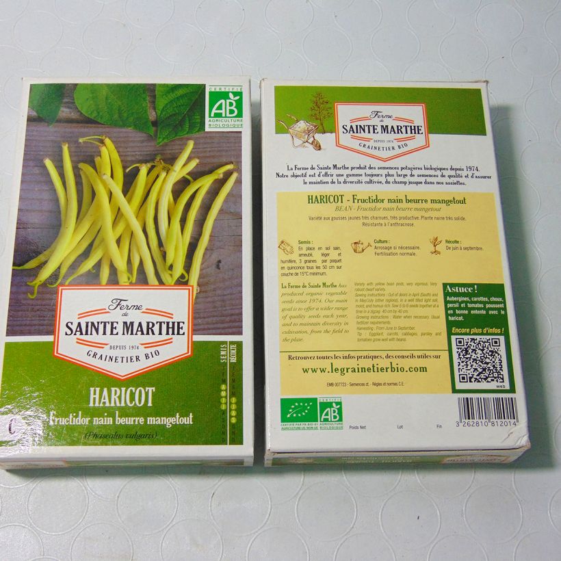 Beispiel eines Exemplars von Zwergbohne Fructidor Bio die Tüte mit 160 Samen (80g) wie geliefert