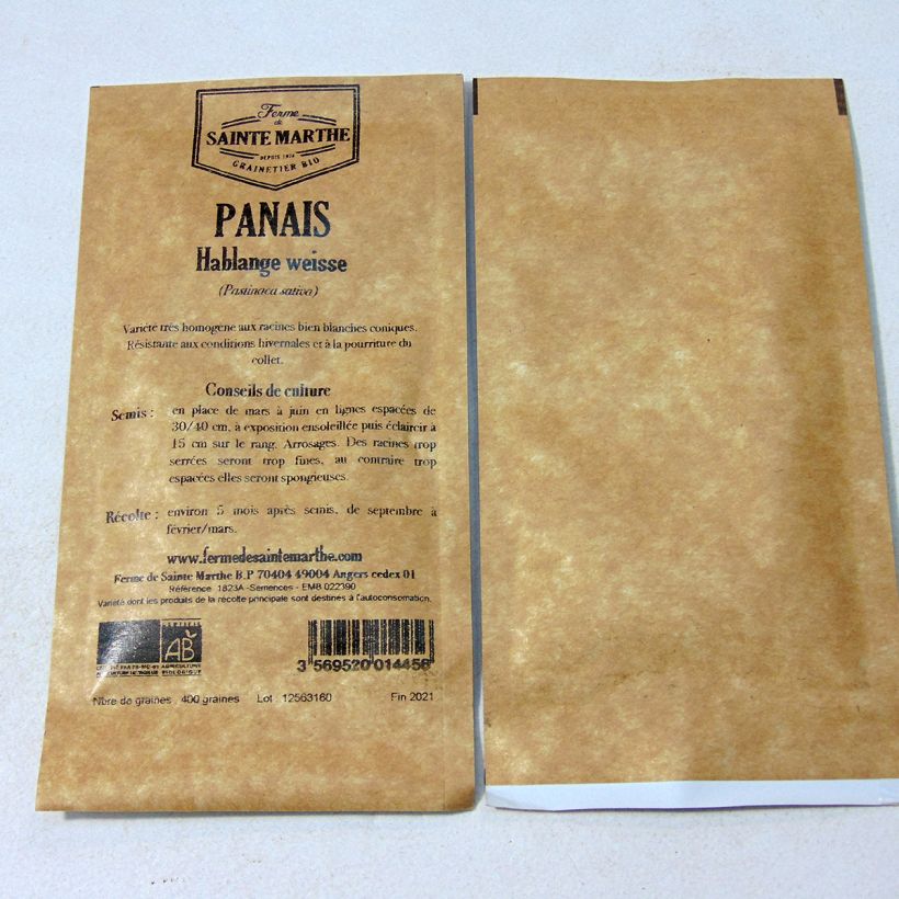 Beispiel eines Exemplars von Pastinak Hablange Weisse die Tüte mit 400 Samen (1g) wie geliefert
