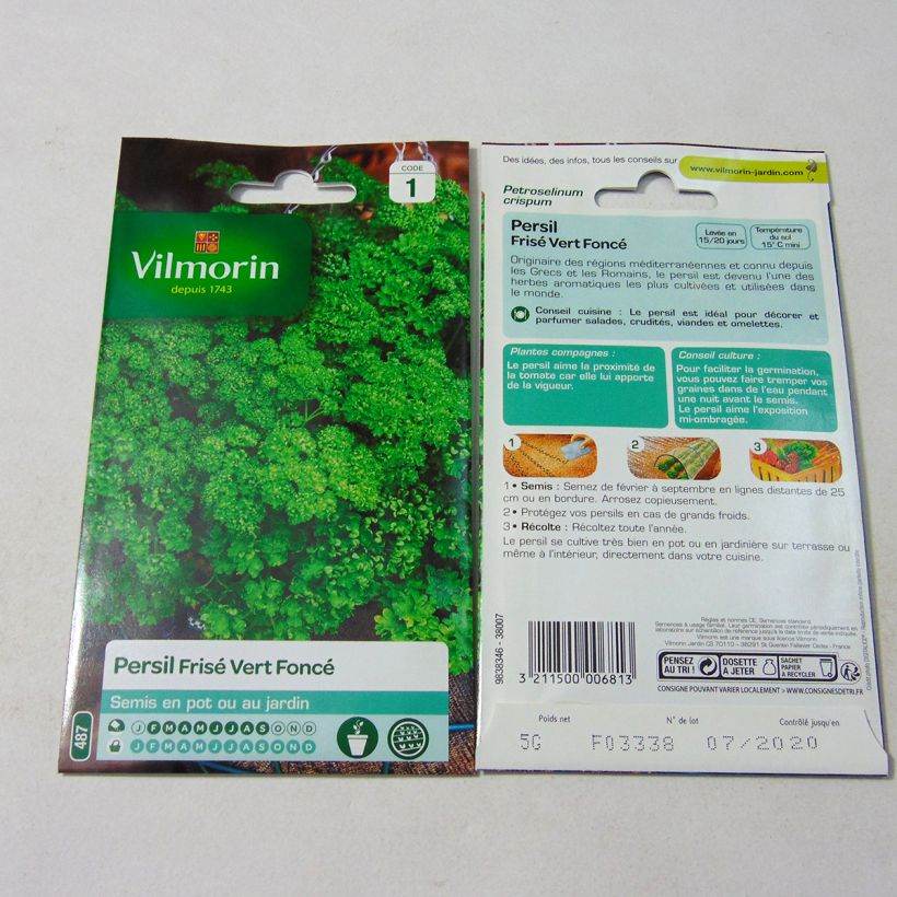 Beispiel eines Exemplars von Garten-Petersilie Vert Foncé - Vilmorin die Tüte mit 3000 Samen (5g) wie geliefert