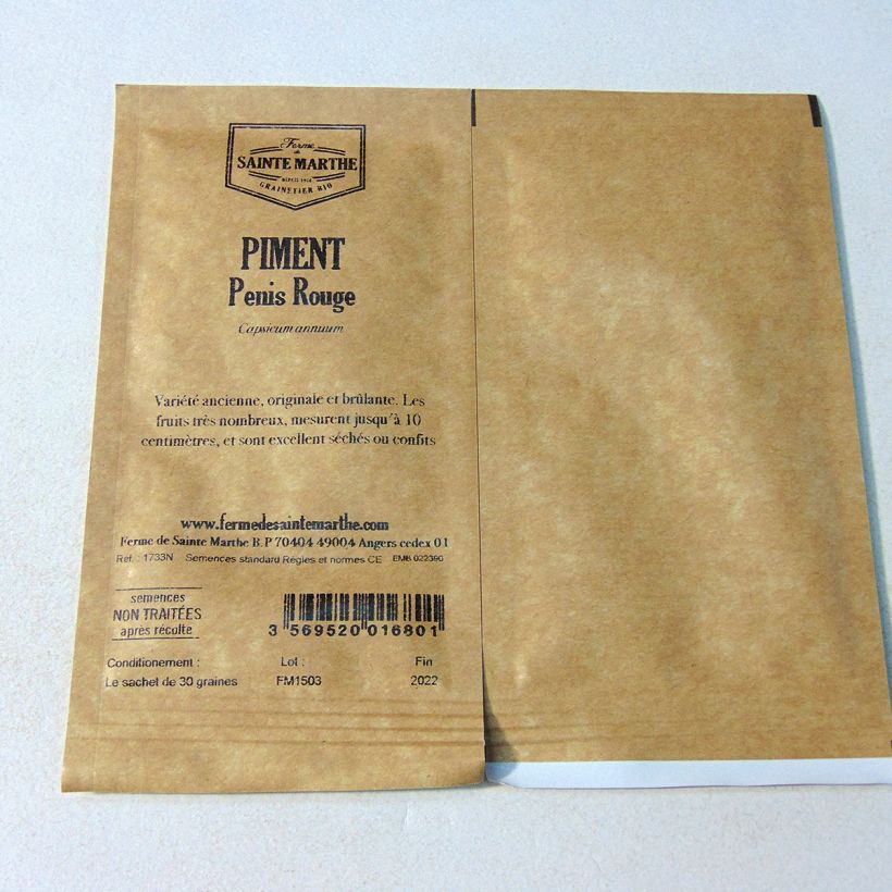 Beispiel eines Exemplars von Chili Penis ou Peter Pepper - Ferme de Sainte Marthe die Tüte mit 30 Samen (Sachet de 30 grainesg) wie geliefert