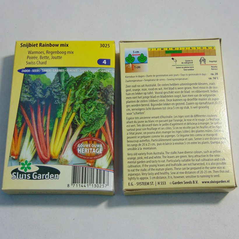 Beispiel eines Exemplars von Mangold Rainbow mix die Tüte mit 400 Samen (15g) wie geliefert