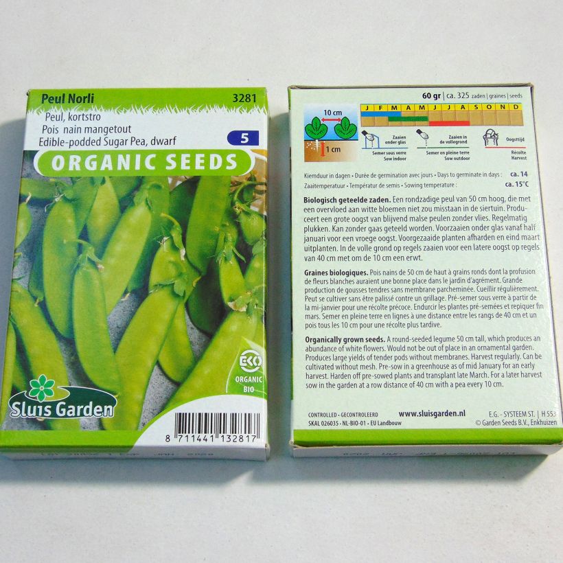 Beispiel eines Exemplars von Zwergerbse Norli Bio die Tüte mit 350 Samen (75g) wie geliefert