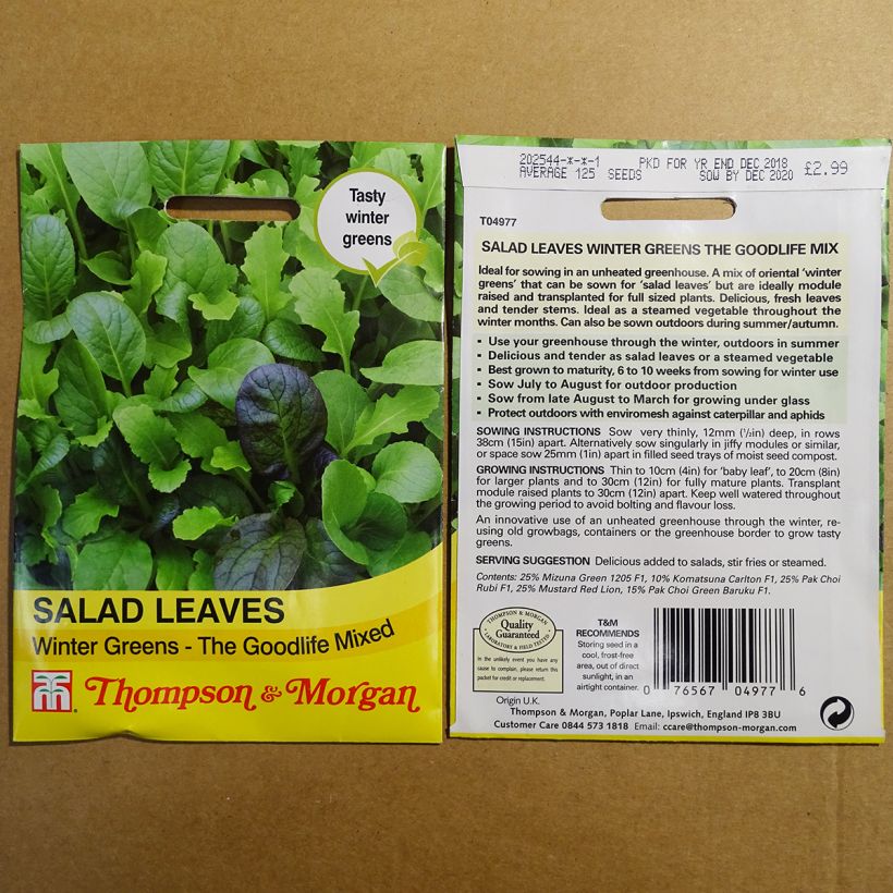 Beispiel eines Exemplars von Mesclun The Good Life Mix die Tüte mit 150 Samen wie geliefert