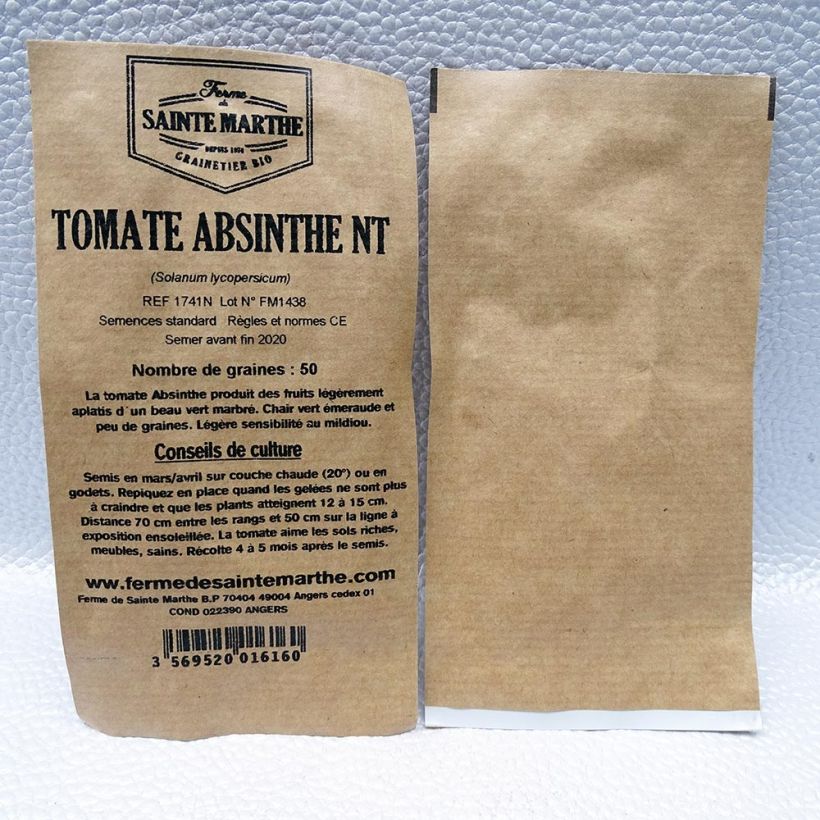 Beispiel eines Exemplars von Tomate Absinthe die Tüte mit 50 Samen wie geliefert