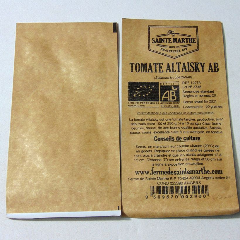 Beispiel eines Exemplars von Tomate Altaisky Bio die Tüte mit 50 Samen wie geliefert