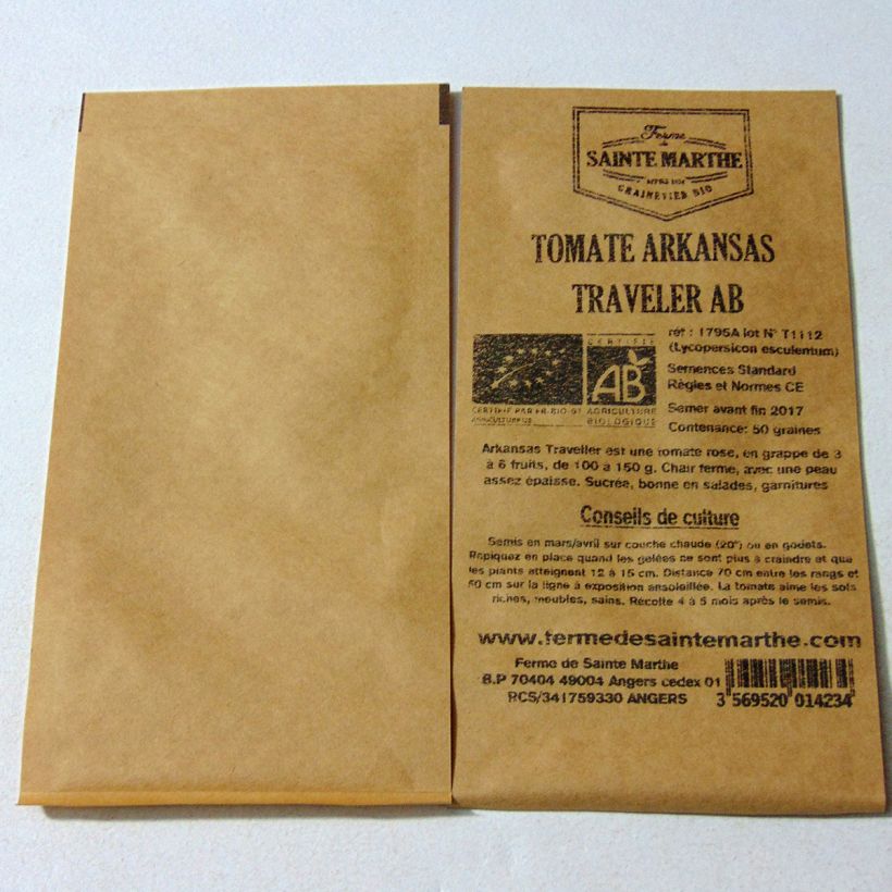 Beispiel eines Exemplars von Tomate Arkansas Traveler Bio die Tüte mit 50 Samen wie geliefert