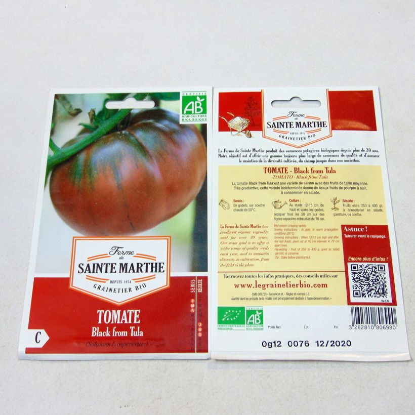 Beispiel eines Exemplars von Tomate Black From Tula Bio die Tüte mit 40 Samen wie geliefert