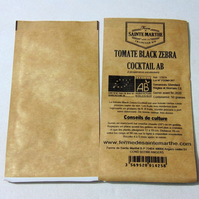 Beispiel eines Exemplars von Tomate Black Zebra Cocktail Bio die Tüte mit 50 Samen wie geliefert