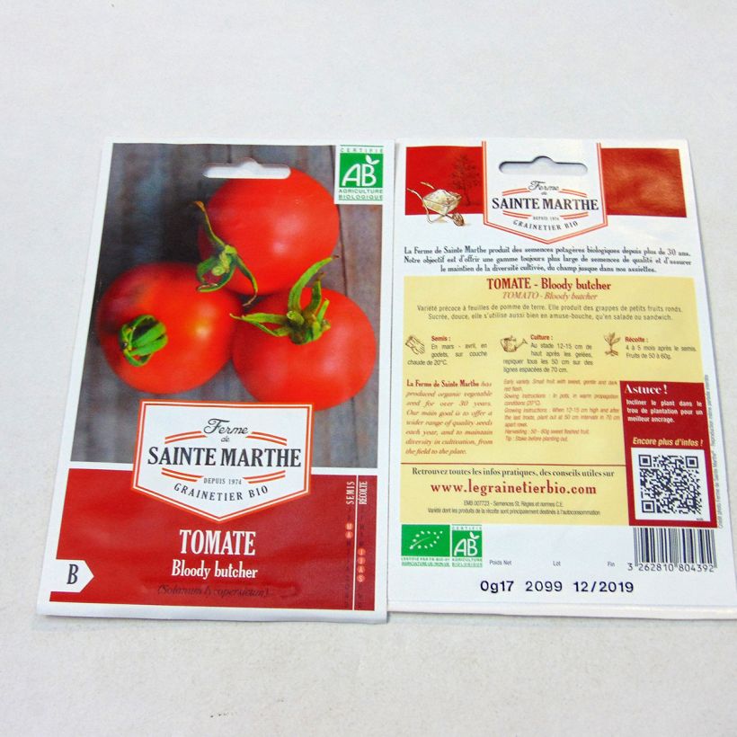 Beispiel eines Exemplars von Tomate Bloody Butcher Bio die Tüte mit 60 Samen wie geliefert