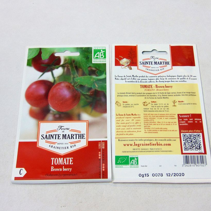Beispiel eines Exemplars von Tomate Brown Berry Bio die Tüte mit 50 Samen wie geliefert
