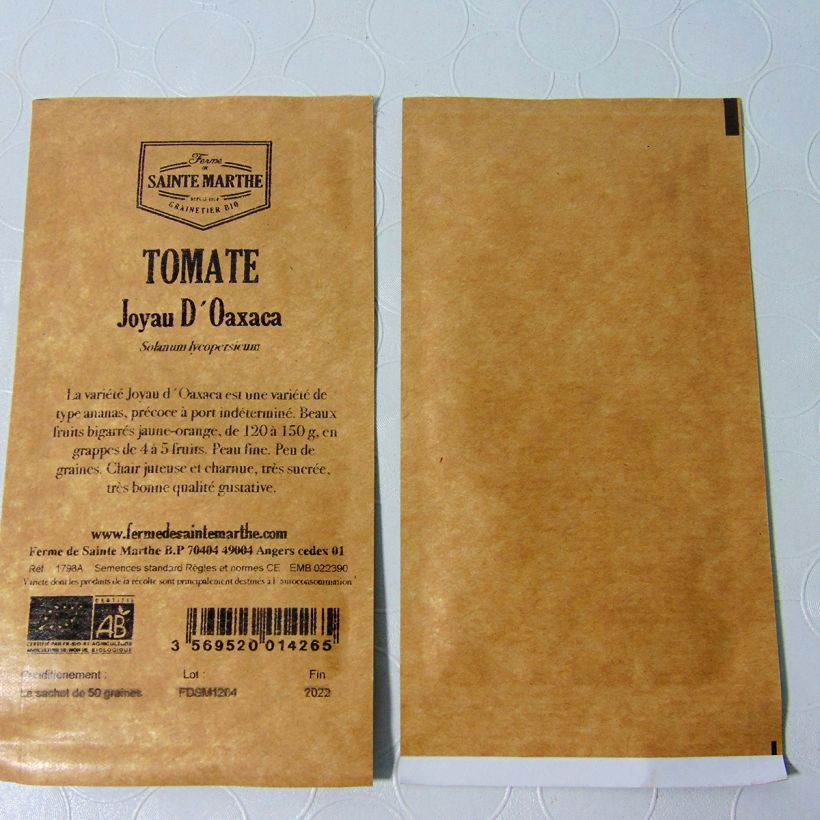 Beispiel eines Exemplars von Tomate Joyau d'Oaxaca Bio die Tüte mit 50 Samen wie geliefert