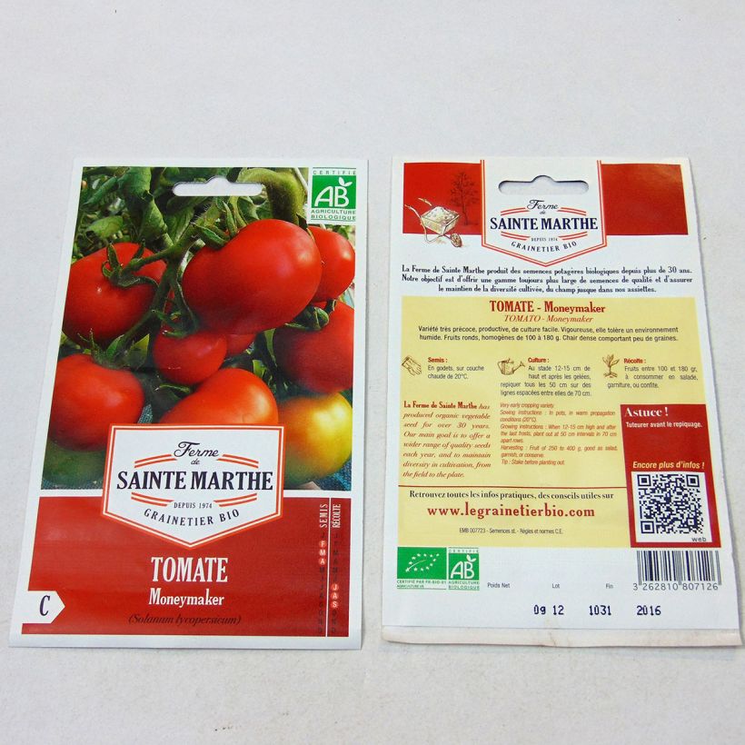 Beispiel eines Exemplars von Tomate Money Maker Bio die Tüte mit 40 Samen wie geliefert