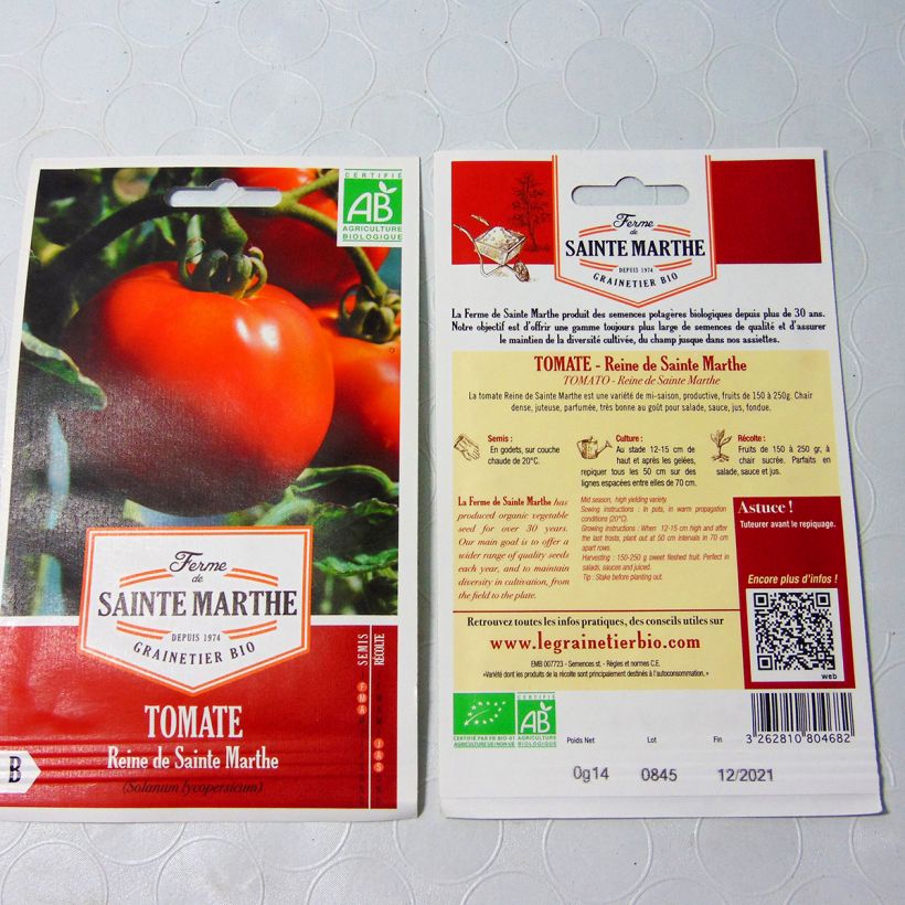 Beispiel eines Exemplars von Tomate Reine de Sainte-Marthe Bio die Tüte mit 50 Samen wie geliefert