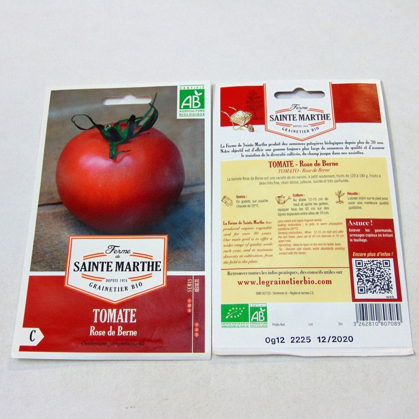 Beispiel eines Exemplars von Tomate Rose De Berne Bio die Tüte mit 40 Samen wie geliefert