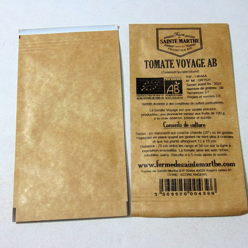 Beispiel eines Exemplars von Tomate Voyage Bio die Tüte mit 50 Samen wie geliefert