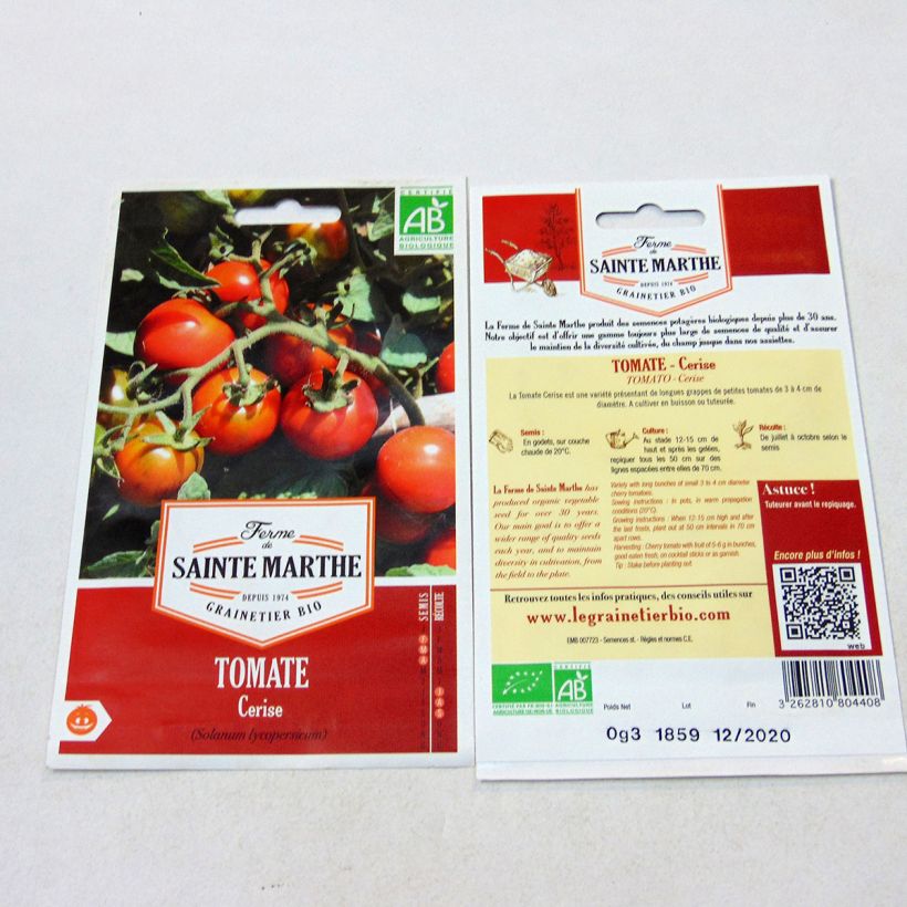 Beispiel eines Exemplars von Kirschtomate Cerise Bio die Tüte mit 50 Samen wie geliefert