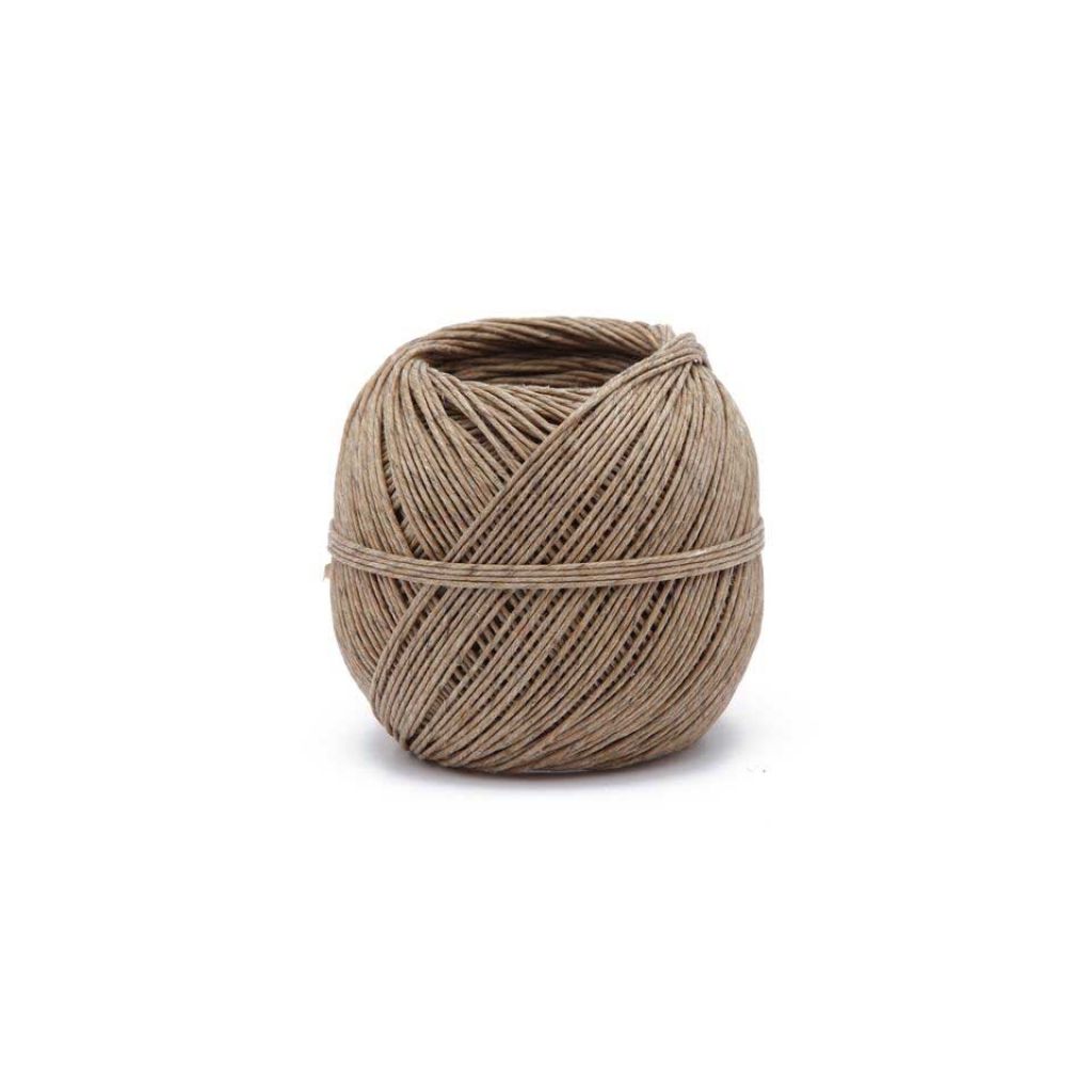 Naturschnur aus ungebleichtem Leinen + Draht La Cordeline - 100g-Knäuel Ø1,5mm ±60m