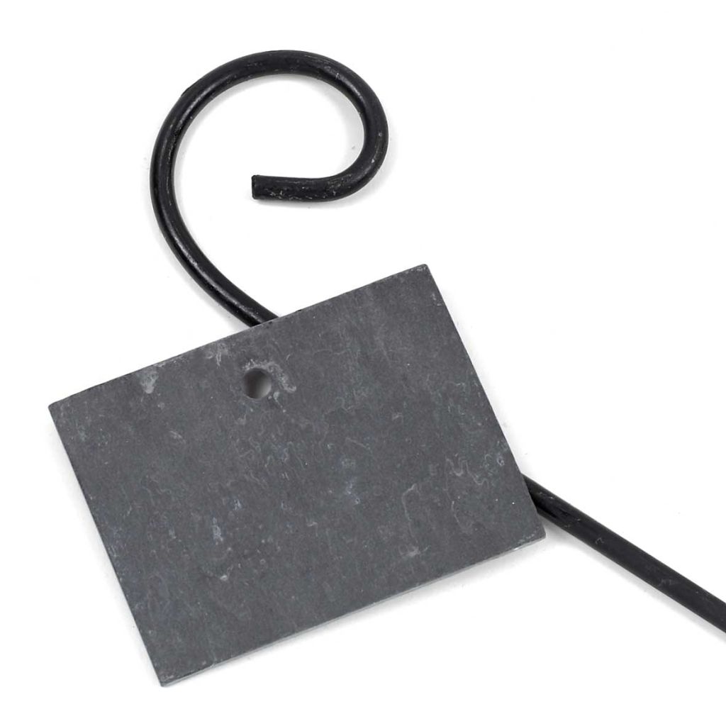 Stahl-Pflanzenschildhalter mit natürlicher Schieferplatte 9,5 x 7 cm