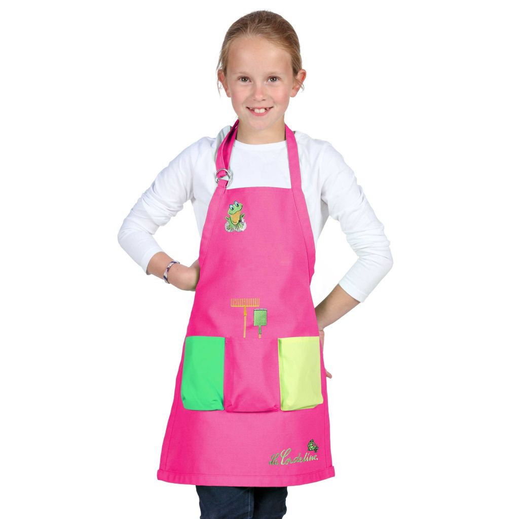 Garten-Schürze für Kinder, Farbe Fuchsia, Größe 6-8 Jahre, 100% Baumwolle