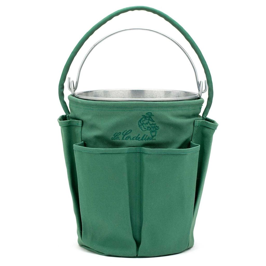 Tasche für Eimer mit 6 Taschen, bestickt, mit verzinktem Stahl-Eimer von 13 L