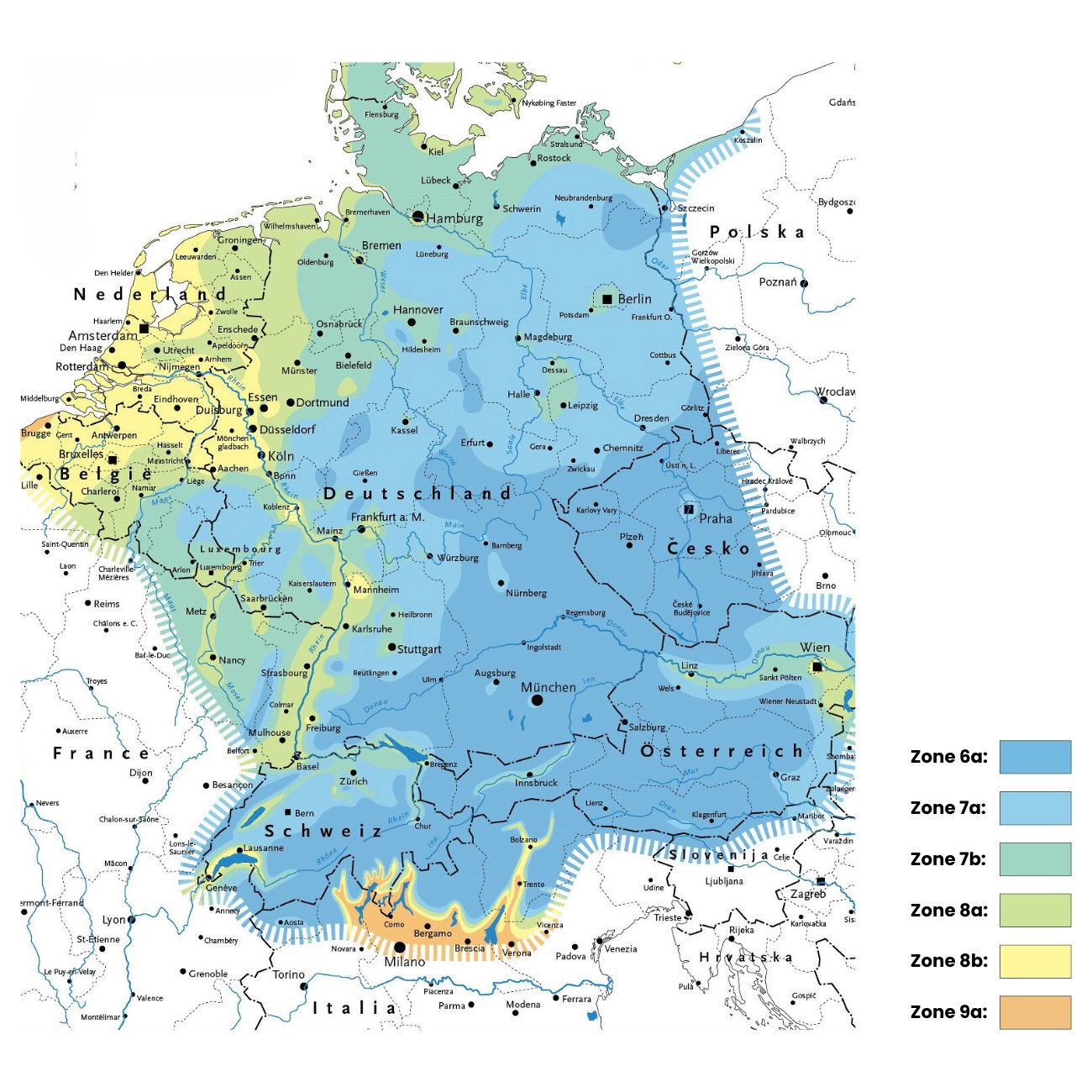 Karte der Winterhärte Karte der Winterhärte
